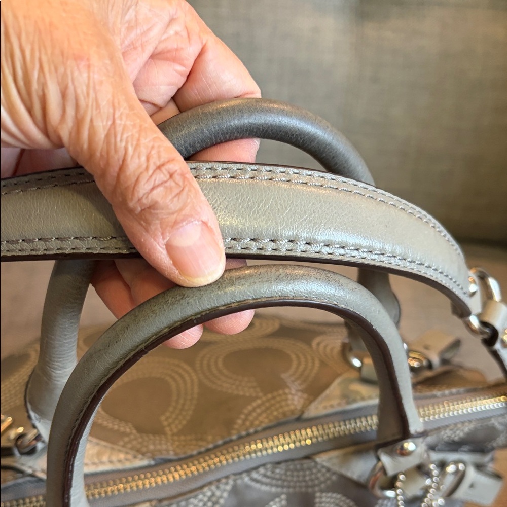 COACH Madison Dotted Op Art Sophia Satchel with Removable Strap 14”x10”x3” - Picture 8 of 12